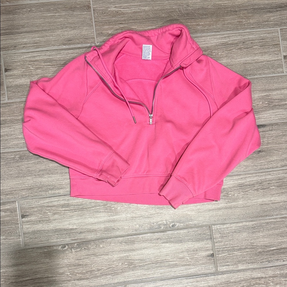 Pink Half-Zip Cropped Sweatshirt
